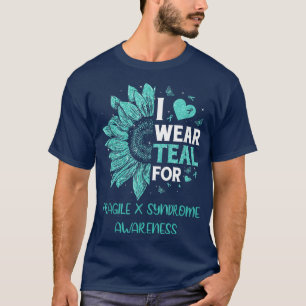 Sunflower I Wear Teal Ribbon Fragile X Syndrome Aw T-Shirt