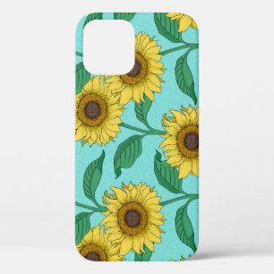 Sunflower Illustration Fashion Repeat Pattern iPhone 12 Case