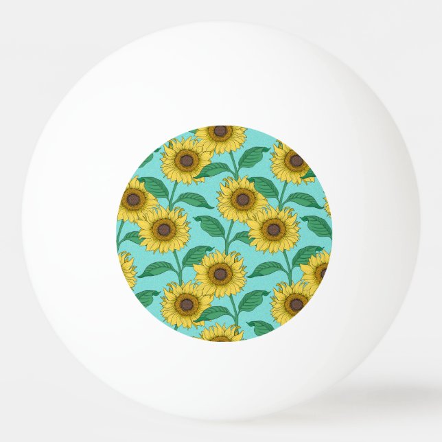 Sunflower Illustration Fashion Repeat Pattern Ping Pong Ball (Front)