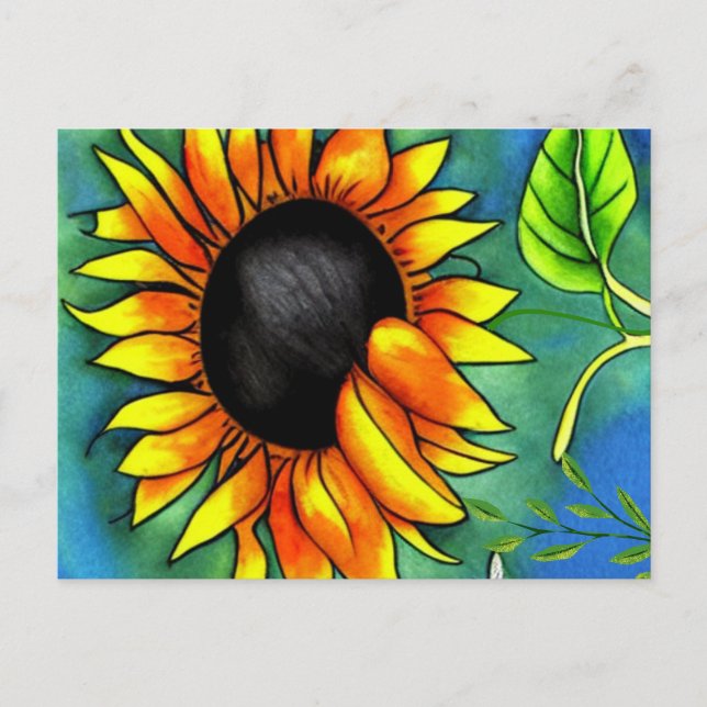 Sunflower impressionism Crayon Art Postcard (Front)