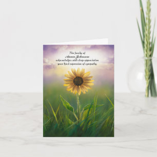 Sunflower In a Field Sympathy Thank You Card