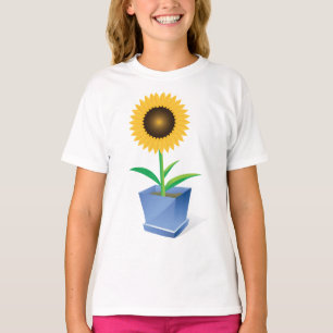 Sunflower In A Pot Girls T-Shirt