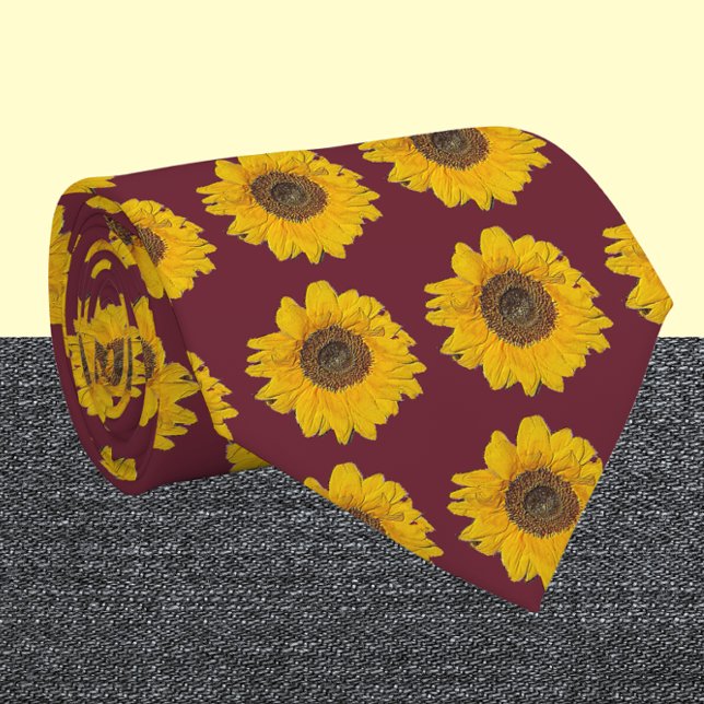 sunflower in burgundy no2 tie (Creator Uploaded)