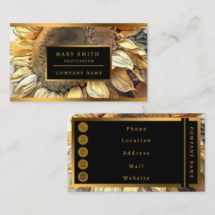 Sunflower In Frame Modern Art Collection Business Card