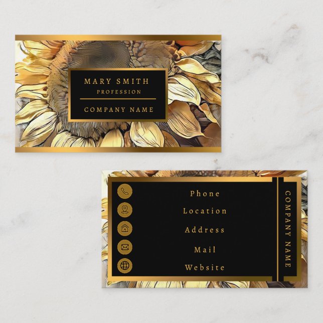 Sunflower In Frame Modern Art Collection Business Card (Front/Back)