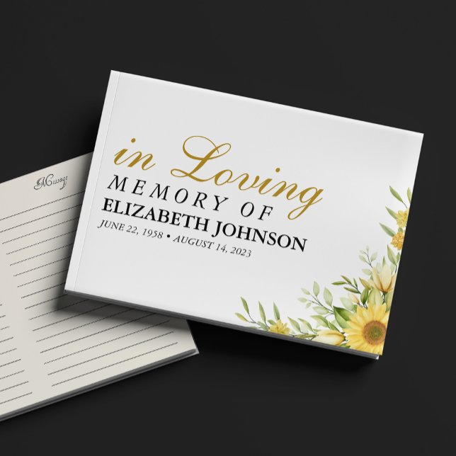 Sunflower In Loving Memory Funeral Memorial Guest Book (Creator Uploaded)