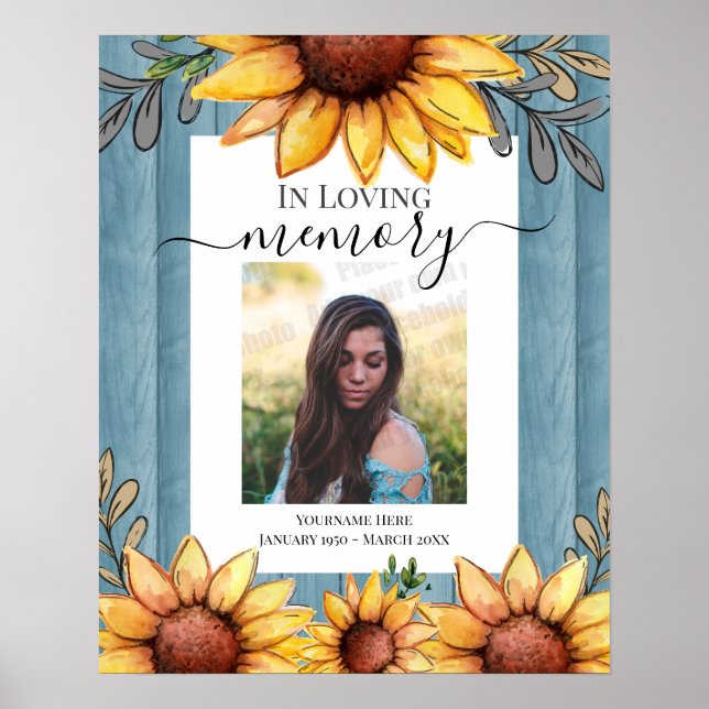 Sunflower In Loving Memory Photo Poster (Front)