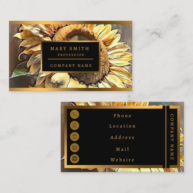 Sunflower In Morning Modern Art Collection Business Card (Front/Back)