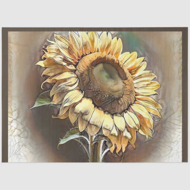 Sunflower In Morning Modern Art Collection Tissue Paper (Front)