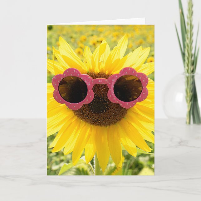 Sunflower In Sunglasses Birthday Card (Front)