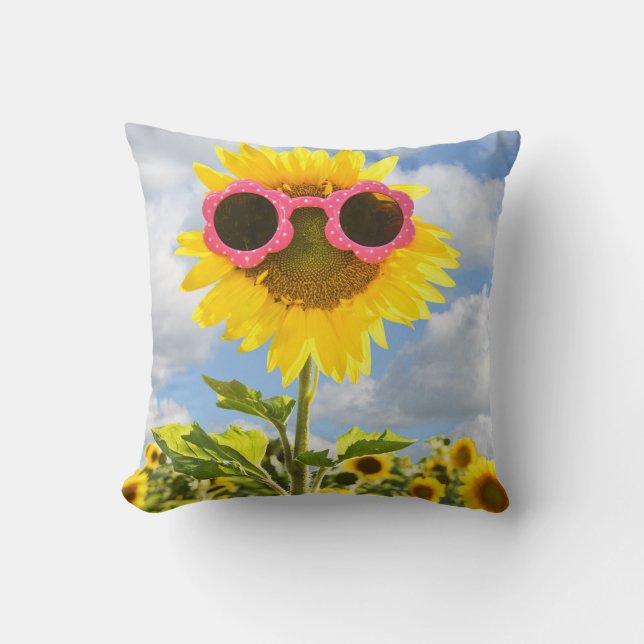 sunflower in sunglasses cushion (Front)