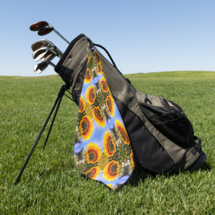 Sunflower In Sunshine Abstract Art Pattern     Golf Towel