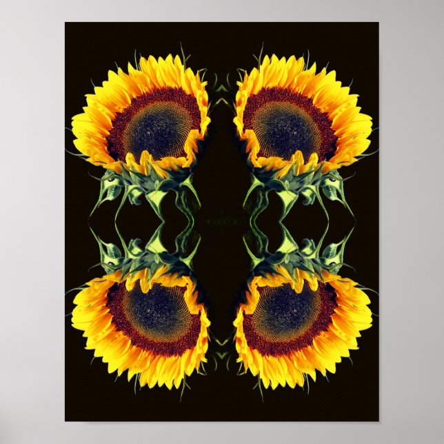 Sunflower In Sunshine Abstract Flower Art  Poster (Front)