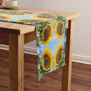 Sunflower In Sunshine Abstract Flower Art       Short Table Runner