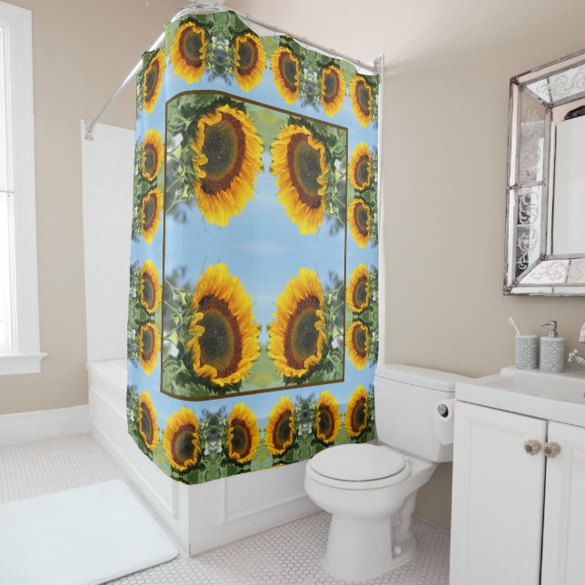 Sunflower In Sunshine Abstract Flower Art   Shower Curtain (In Situ)