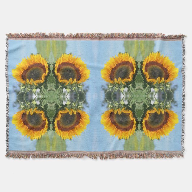 Sunflower In Sunshine Abstract Flower Art  Throw Blanket (Front)