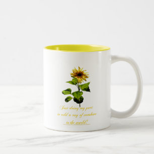 Sunflower in the blue sky Two-Tone coffee mug