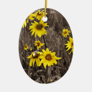 Sunflower in the Rocky Mountain Ceramic Ornament