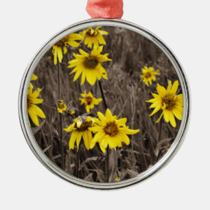 Sunflower in the Rocky Mountain Metal Ornament