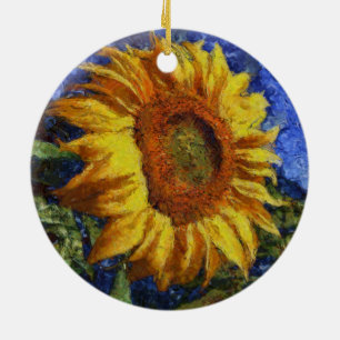 Sunflower In Van Gogh Style Ceramic Ornament