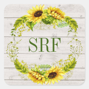 Sunflower Initials Sticker
