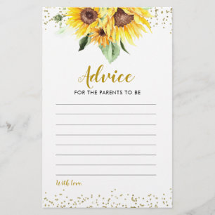 Sunflower is on the way Baby Shower Advice Card