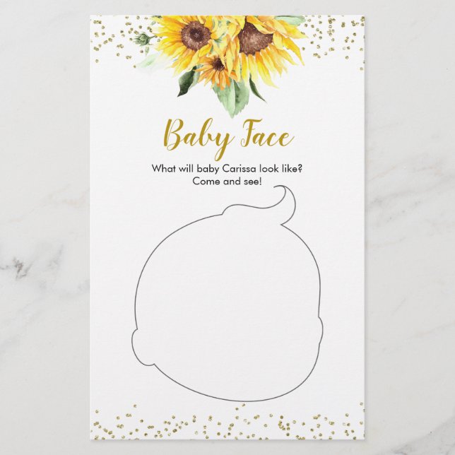Sunflower is on the way Baby Shower Baby Face (Front)