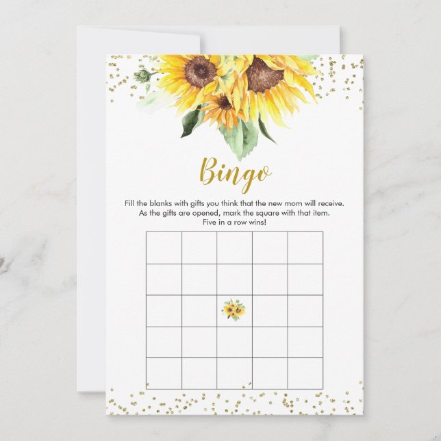 Sunflower is on the way Baby Shower Bingo Game Invitation (Front)