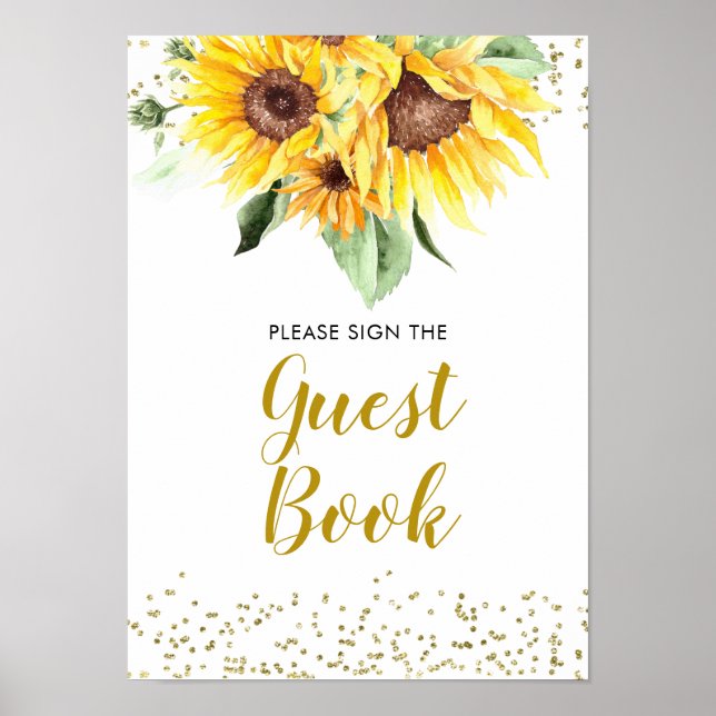 Sunflower is on the way Baby Shower Guest Book (Front)
