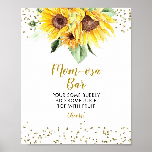 Sunflower is on the way Baby Shower Mum-osa Bar Poster (Front)