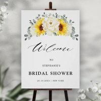 Sunflower Ivory Peony Bridal Shower Welcome Poster