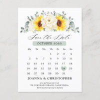 Sunflower Ivory Peony Eucalyptus Save the Date