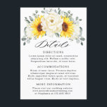 Sunflower Ivory Peony Eucalyptus Wedding Details   Enclosure Card<br><div class="desc">Elegant modern floral midsummer wedding details card features a bouquet of watercolor sunflower hydrangea & peonies in shades of rich yellow, ivory, with lush green botanical leaves and eucalyptus. Please find more matching designs and variations from my "blissweddingpaperie" store. And feel free to contact me for further customisation or matching...</div>