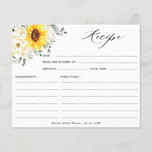 Sunflower Ivory Peony Floral Bridal Shower Recipe