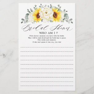 Sunflower Ivory Peony Floral  Who Am I Game     