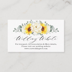 Sunflower Ivory Peony Wedding Website Details Enclosure Card