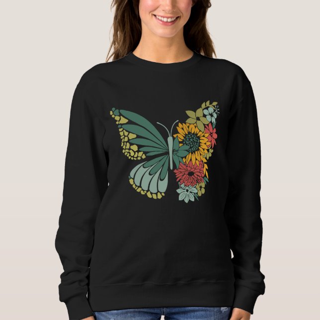 Sunflower Jesus Cross Faith Hope Love Butterfly Ch Sweatshirt (Front)