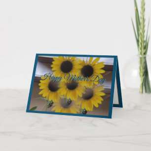 Sunflower Kaleidoscope Blue Mothers Day Card