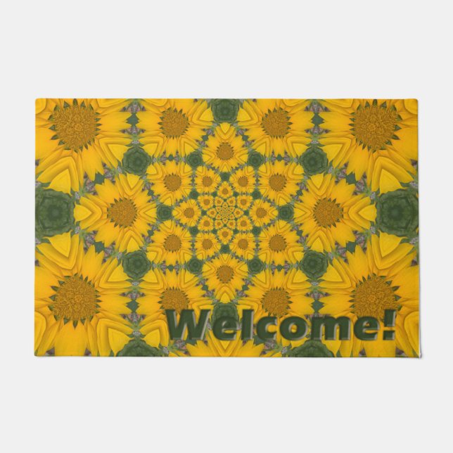 Sunflower Kaleidoscope Doormat (Front)