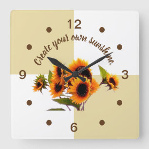 Sunflower   Khaki & White Wall Clock