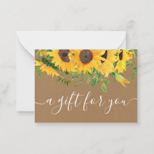 Sunflower Kraft Small Business Gift Certificate Card