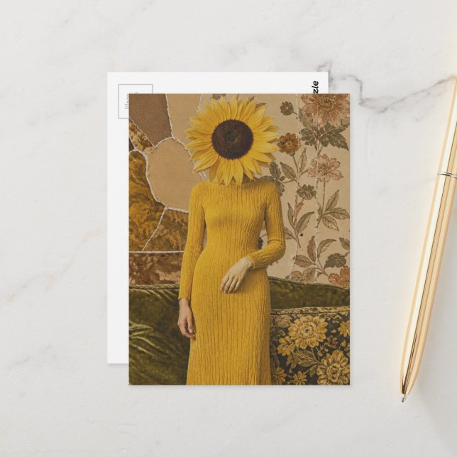 Sunflower Lady Postcard (Front/Back In Situ)