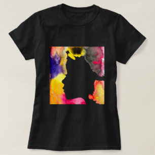 Sunflower lady silhouette watercolor art T-Shirt