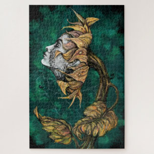 Sunflower Lady Surrealism Art Puzzle - Painting