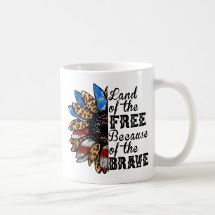 Sunflower Land of the Free Because of the Brave Coffee Mug