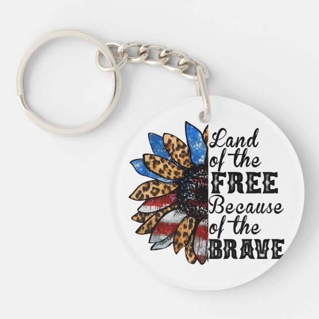 Sunflower Land of the Free Because of the Brave Key Ring (Front)