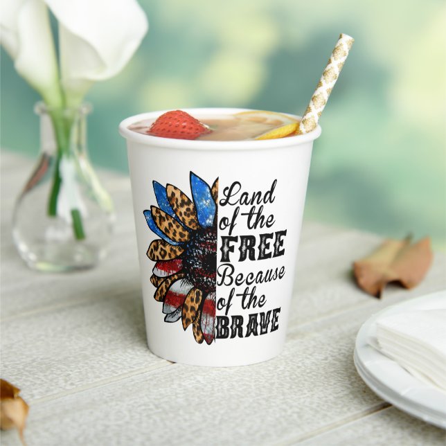 Sunflower Land of the Free Because of the Brave Paper Cups (Insitu)