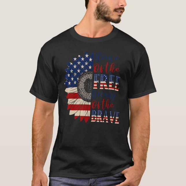 Sunflower Land Of The Free Because Of The Brave T-Shirt (Front)