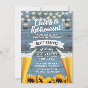 Sunflower & Lantern Beer Retirement Dusty Blue Invitation