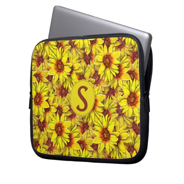 Sunflower Laptop Case Electronics Bag (Front Left)
